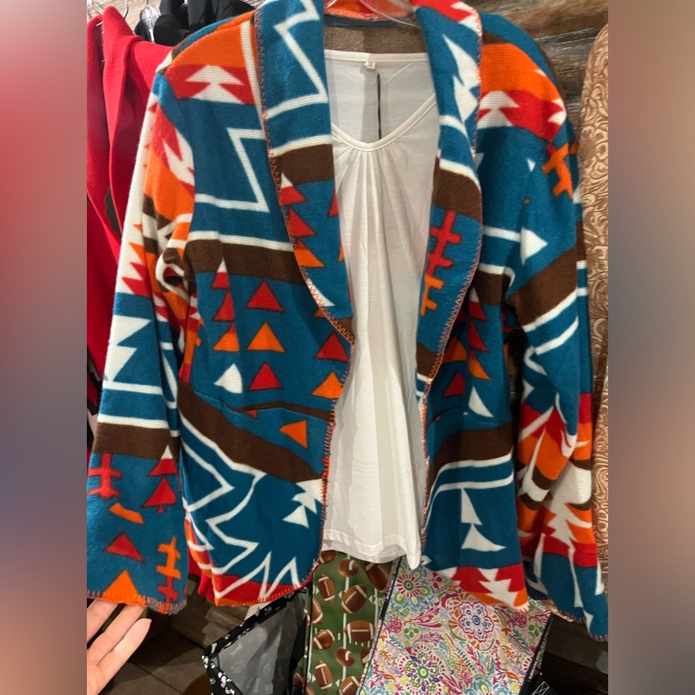 Aztec Lapel Bell Sleeve Jacket